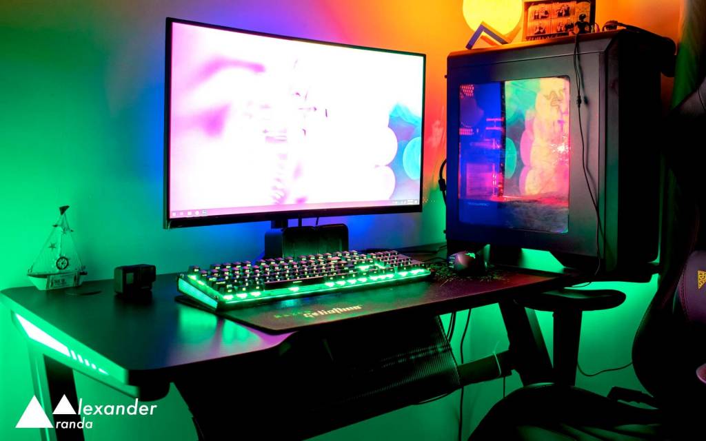 Colourfully lit computer equipment