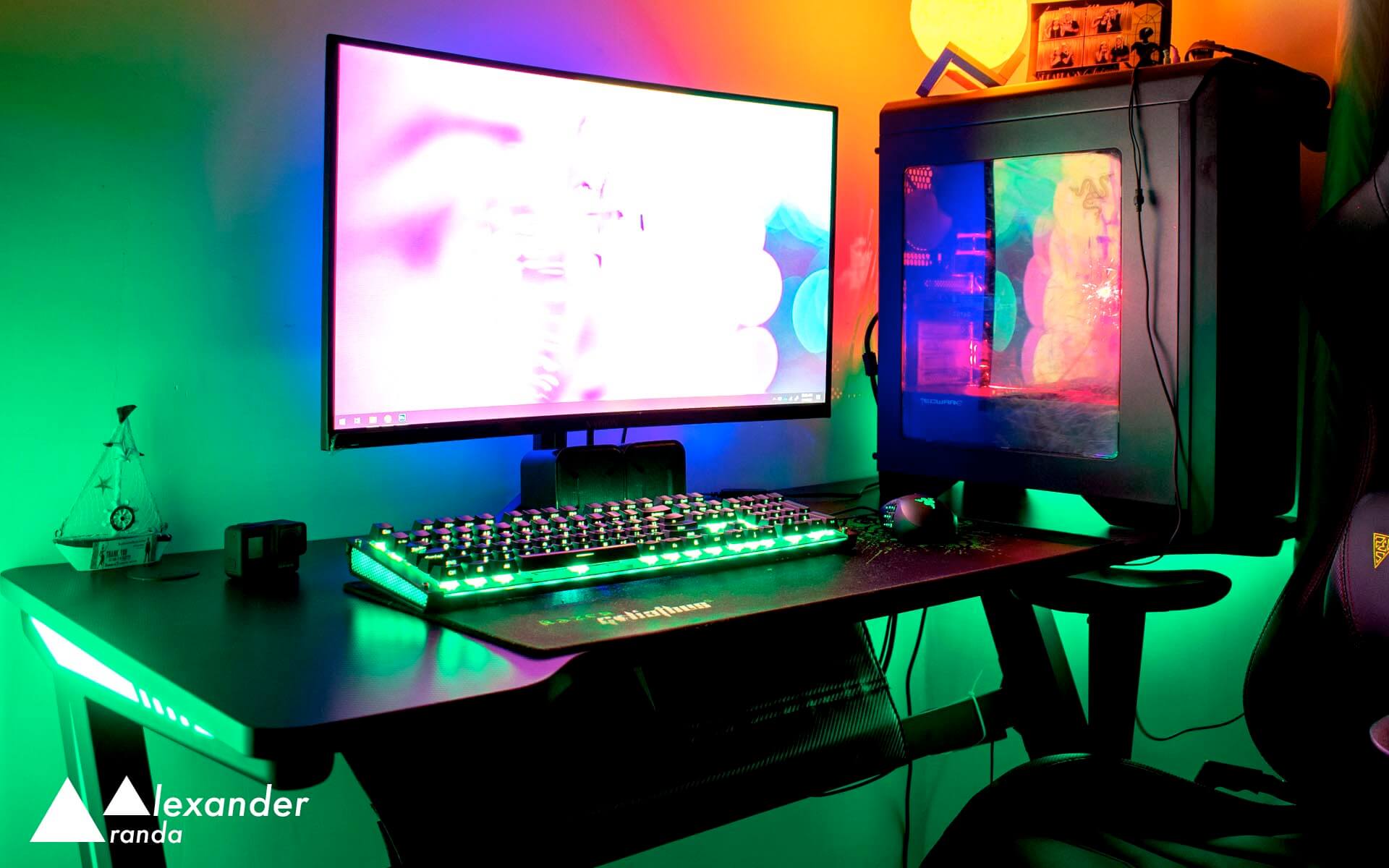 computer Colourfully lit computer equipment