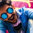 Fun picture of a guy with blue sunglasses